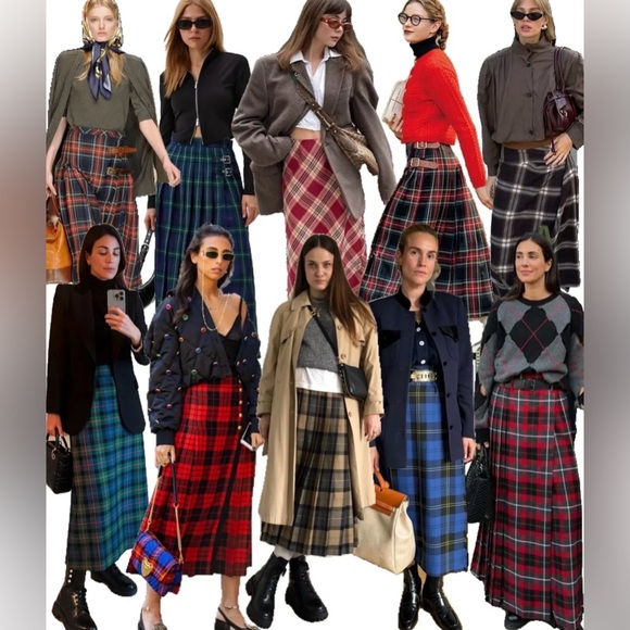 Vintage 70s Wool Plaid Full A-Line Pleated Skirt in Brown, Gray, and Tan Sz S - Picture 11 of 11